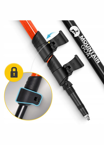 Трекінгові палиці Peak+ 65-135 см Black/Orange (P-5907739318275) Mountain Goat (317629400)
