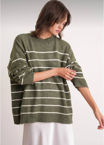 Оливковый (хаки) демисезонный универсальный вязаный свитер турецкого производства (замеры в описании) DK/DL Мода без кордонів