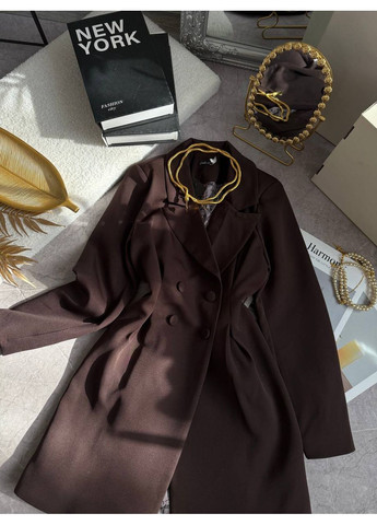 Коричнева повсякденний жіноча сукня-піджак сукня-жакет Гермес однотонна