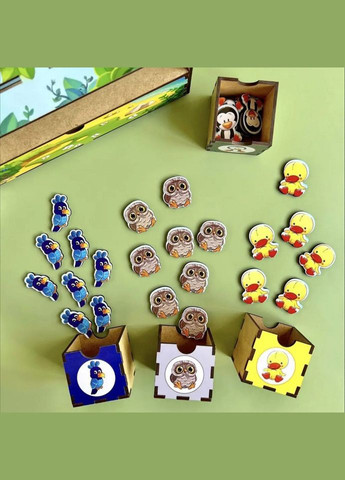 Дерев'яна настільна гра "Птахи" (ПСД167) PSD167 сортер-комодик Ubumblebees (336333284)