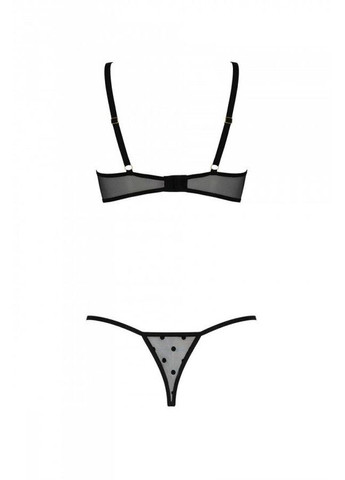 Чорний демісезонний еротичний комплект marina set with open bra,, black, відкриті чашки - cherrylove Passion