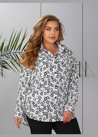 Батальна сорочка SF-287К з оригінальним принтом та контрастним оздобленням Білий 50 Sofia (314773644)