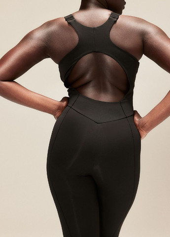 Комбинезон H&M однотонный чёрный спортивный