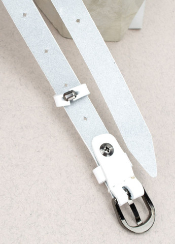 Ремень женский кожаный узкий с дырочками SF-1545 белый (125 см) SFIP (290039041)