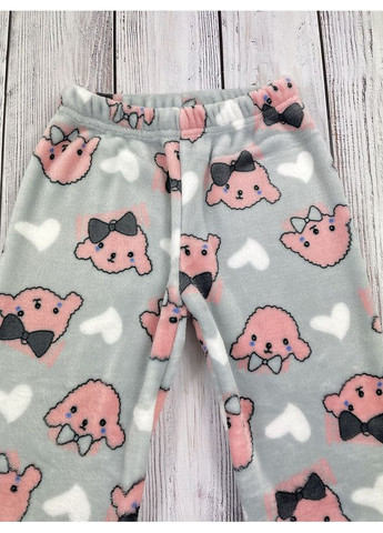 Серая зимняя пижама детская вельсофт Flamingo