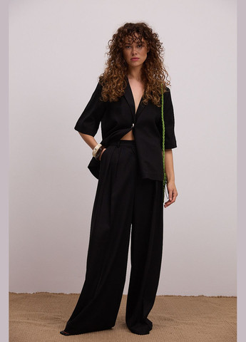 Женские палаццо из льна шоколадного цвета Arjen (340917481)