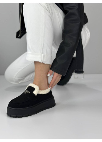 No Brand Жіночі лофери чорні на хутрі (2205) лофери чорний з штучна замша, — зима (365589621)