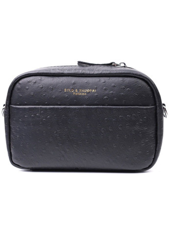 Фактурна сумка для жінок з натуральної шкіри 22659 Чорна Vintage (297983187)