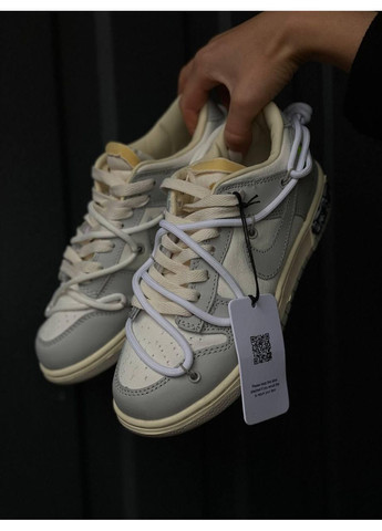 КРОССОВКИ ЖЕНСКИЕ NIKE SB DUNK LOW OFF WHITE GREY WHITE LACES НАЙК СБ ДАНК No Brand серые демисезоны (368868836)