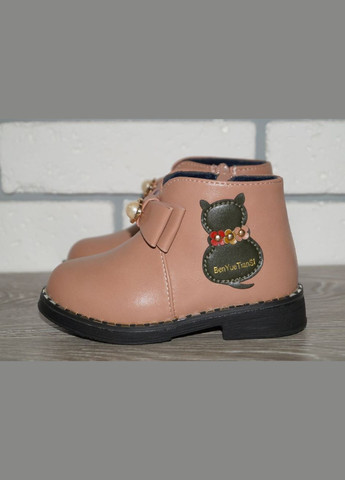 Бежевые повседневные, кэжуал осенние ботинки демисезонные для девочки бежевые с бантиком GFB
