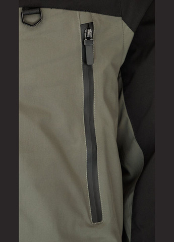 Комбинированная зимняя куртка однотонная мужская 9910 оливково-черный shop (2000999148323) Demos