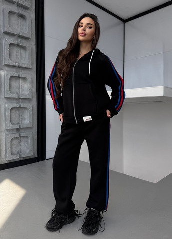 Спортивный костюм женский зимний оверсайз с лампасами и капюшоном (худи + штаны) No Brand (365765647)
