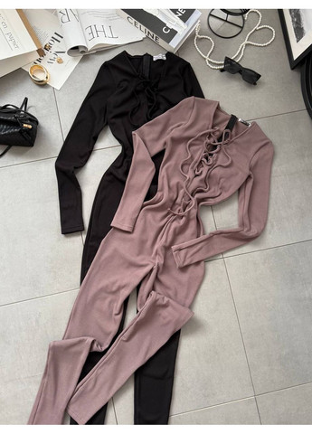 Жіночий комбінезон із турецького рубчика Україна чорний повсякденний трикотаж