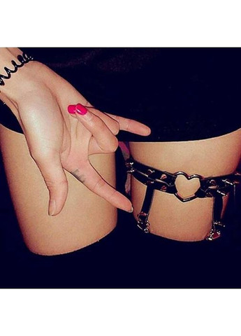 Гартер на ноги з підв'язками для панчіх, шипами та сердечком 2 шт чорний No Brand (366667608)