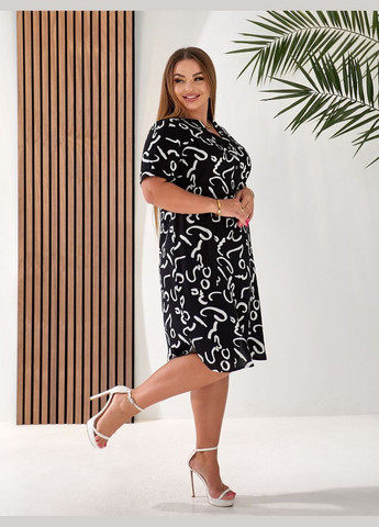 Чорна легка літня сукня зі штапелю великого розміру No Brand