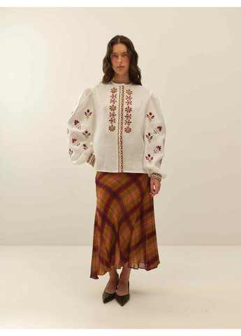 Біла авторська жіноча вишита сорочка квітка MOTYV візерунок квітковий льон (364551878)