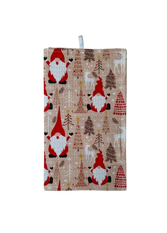 Набор полотенец 2 шт Merry Christmas вафельных 30х50 см и 45х60 см бежевый с серым (2800004713702) SoundSleep комбинированный