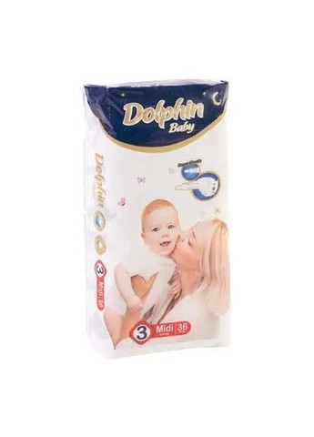 Подгузники на липучках Baby 3 (4-9 кг), 36 шт. Dolphin 8680131203383 (363620300)