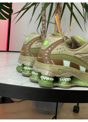 Оливковые (хаки) демисезонные кроссовки мужские и женские nike shox ride 2 sp x supreme khaki | найк шокс райд 2 сп хаки No Brand