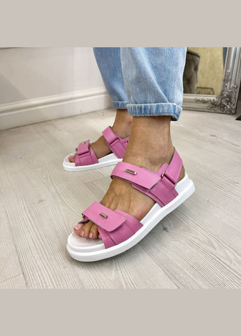 Розовые босоножки кожаные женские с анатомической стелькой.. 39 размер Vasha para на липучке