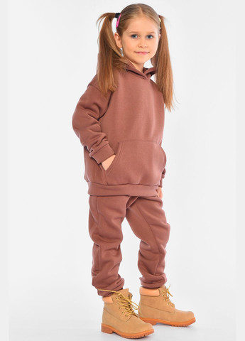 Коричневый зимний спортивный костюм детский на флисе коричневого цвета брючный Let's Shop