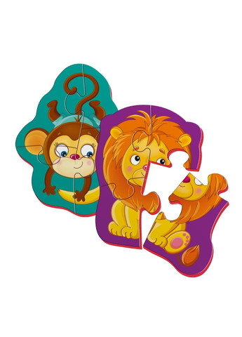 Магнитные беби пазлы "Львенок и обезьянка" VT3208-11 (укр) Vladi toys (293154155)