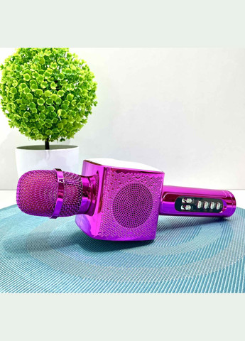 Мікрофон бездротової караоке bluetooth USB акумулятор TF слот 25см Фіолетовий (L20) No Brand (347645441)