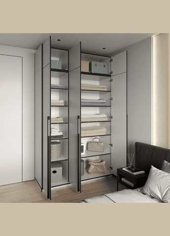 Шафа розпашна з полицями на 3 дверки та антресоллю R-0015 від Венге темний MORELI (336919381)