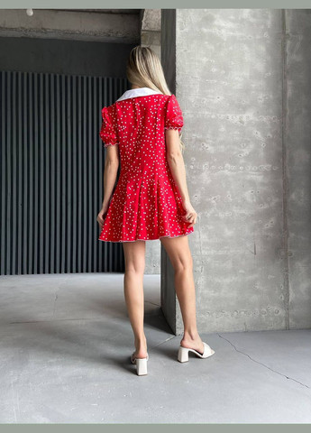 Красное кэжуал, коктейльное, вечернее стильное легкое платье из софта Vakko с цветочным принтом