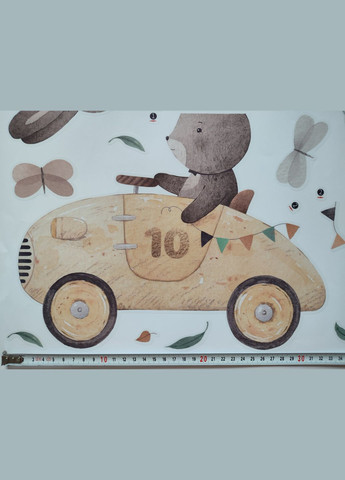 Наклейки на стіну Мишка і зайчик на машинках на скейті (лист 60 х 60 см) АРТ Б6 No Brand (303140267)