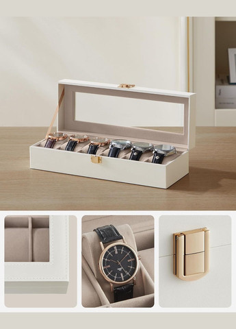 Коробка, кейс, футляр, шкатулка для хранения часов 6 штук (Белая) SONGMICS (332987698)
