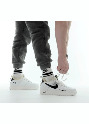 Кросівки зимові жіночі і чоловічі Nike Air Force 1 mini swoosh winter low white fur | Найк Аір Форс 1 низькі білі з хутром No Brand білі зими (309006068)