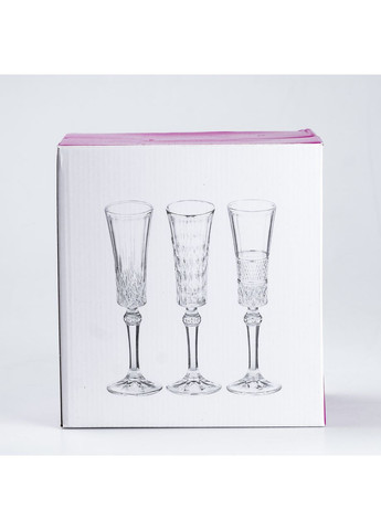 Бокалы для шампанского на высокой ножке 6 штук 145 мл стеклянные для праздников и торжеств прозрачные ProDobro (364189699)