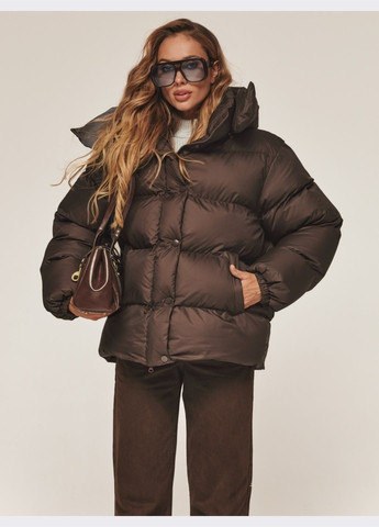Коричнева зимня пуфер зі знімним капюшоном коричневий Dressa