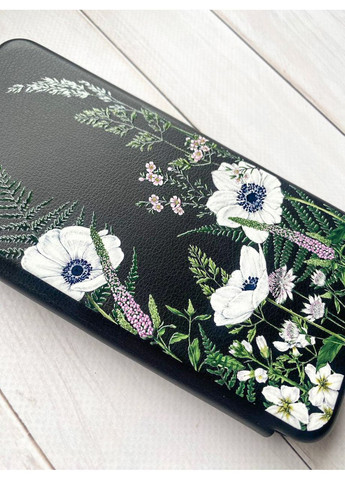 Чохол-книжка чорний з малюнком на Xiaomi Redmi 14C / Poco C75 Квіти польові (принт 363) Creative (355404653)