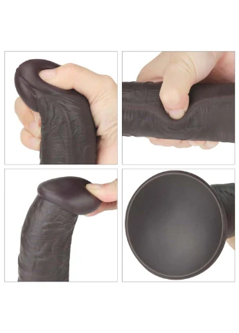 Двошаровий вібратор на присосці Dual Layered Platinum Silicone Rotator Black 10.0 Lovetoy (305570637)