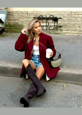 Бордовый женский женский пиджак No Brand однотонный - всесезон