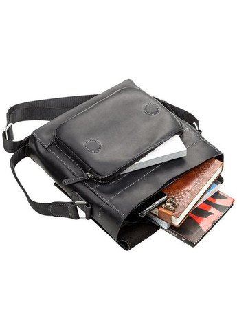 Сумка планшет через плече чоловіча для документів А4 із натуральної шкіри середня Чорний 36724 Shvigel (353689953)