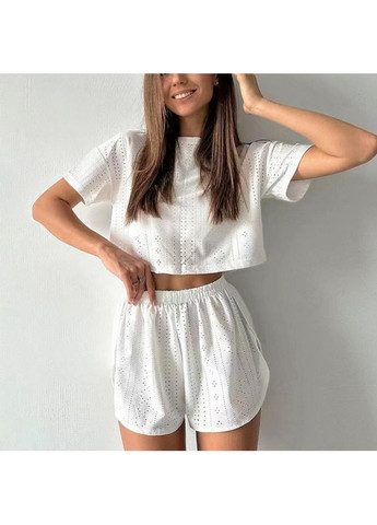 Біла жіноча піжама sm24107a white футболка та шорти жіноча піжама 5 шт. Lesko