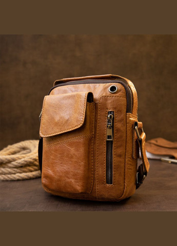 Мессенджер з отвором для навушників чоловічий 20416 Рудий Vintage (298921005)