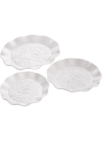 Набір 3 обідні тарілки "White City Монстера" Ø21см, біла порцеляна Bona (330017174)