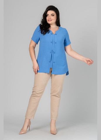 Бирюзовая блуза прямого силуэта декорирована двумя планками с пуговицами all posa (ap101968p) A'll Posa