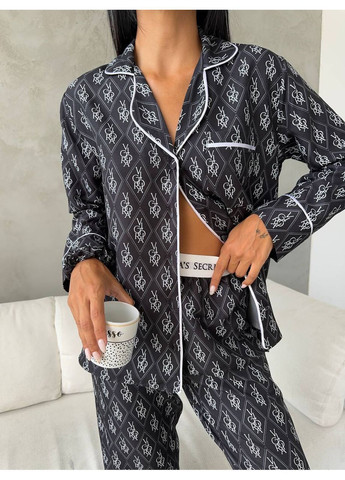 Чорна піжама viktoriia’s secret,поліестр+віскоза,сорочка та штани Україна