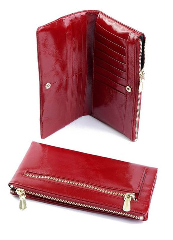 Кожаный женский кошелек красный No Brand (294629450)