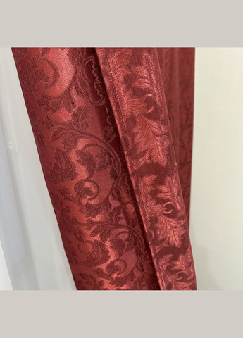 Комплект готові жакардові штори "Севілья" бордового кольору з квітковим візерунком 2шт 1.5×2.7м. No Brand (331619142)