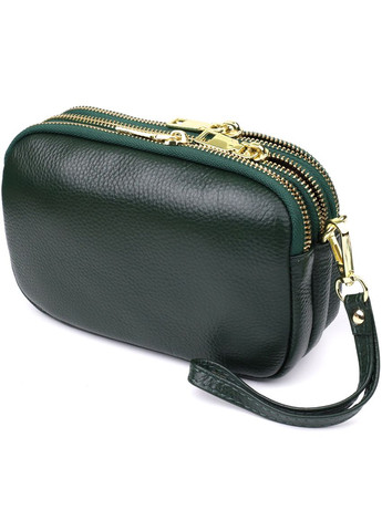 Кожаная сумка на три отделения для женщин 22893 Зеленый Vintage (351508189)