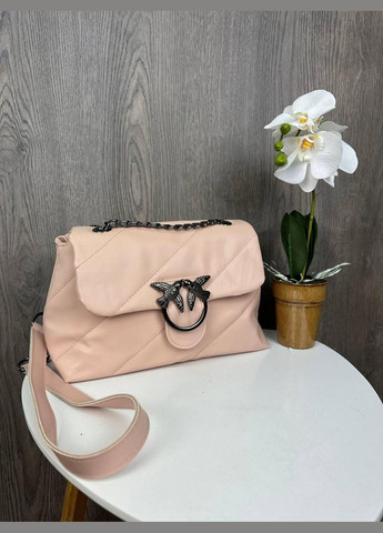 Качественная женская минисумочка клатч на плечо в стиле Пинко стеганая, маленькая сумка Pinko птички Пудровый No Brand (334730207)