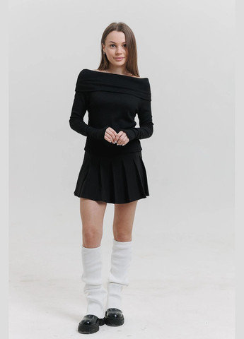 Топ з відкритими плечима для дівчинки чорний 127183 No Brand (315865329)