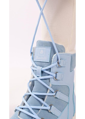 Зимние ботинки женские зимние голубые No Brand без декора из искусственной кожи, плащевка