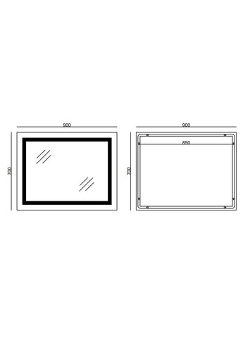 Дзеркало настінне STYLE MR13 900x700 мм, LED Touch, антизапотівання, димер, Німеччина Mixxus (399028113)